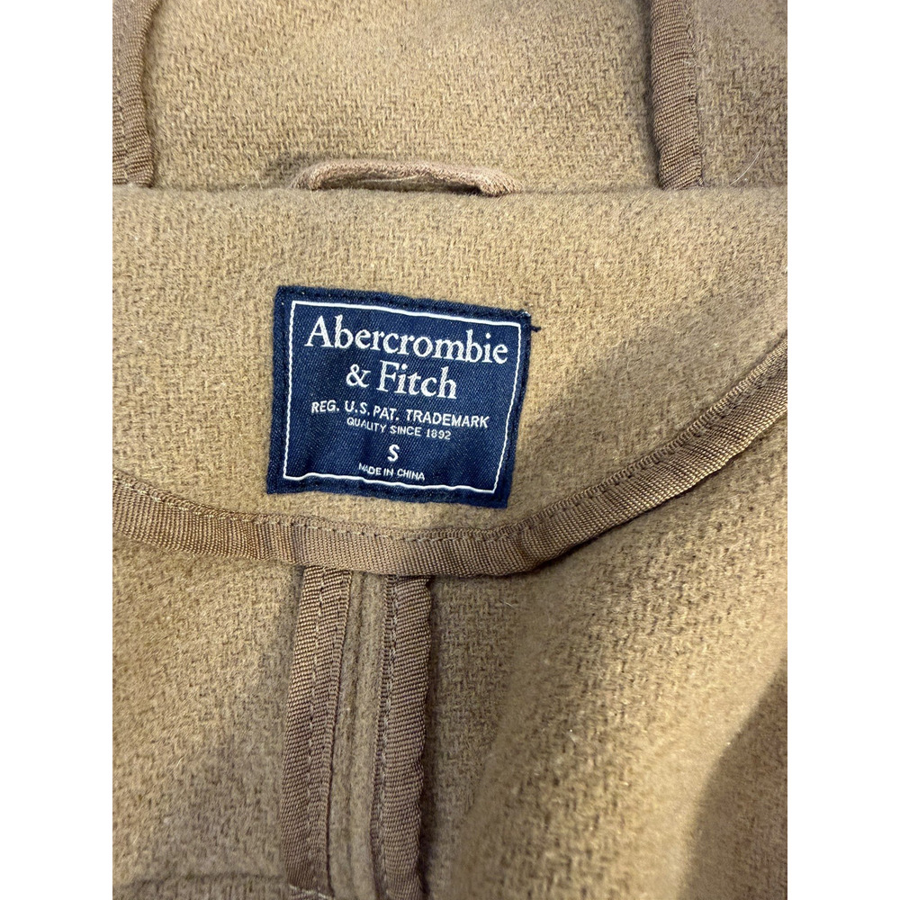 Vintage Abercrombie & Fitch HOODED Camel Color Topcoat Sz S - Fabric made Italy - Picture 4 of 11